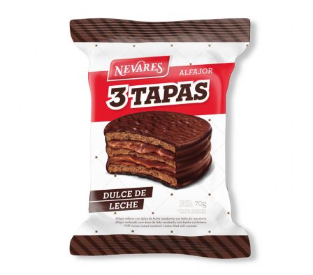 ALFAJOR NEGRO D.LECHE 3 PISOS NEVARES 60GR (24)